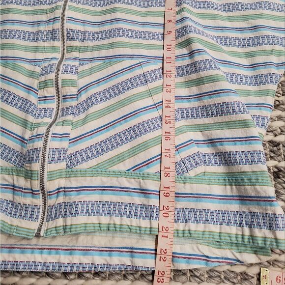 Anthropologie Multi Stripe Cotton Blend Hooded Jacket Size L/XL - Picture 12 of 14